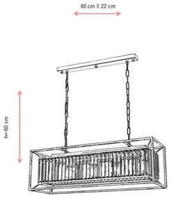 Lustră suspendată pe lanț CRYSTALLINE, 4xE27/6W/230V, finisaj bronz