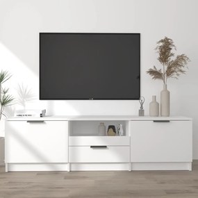Comoda TV, alb, 140x35x40 cm, lemn prelucrat