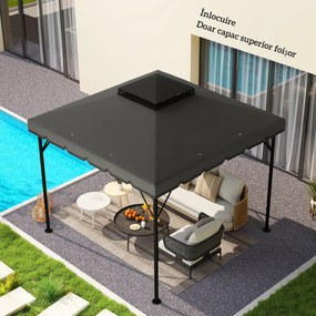 Outsunny Acoperiș de Rezervă pentru Pavilion 3x3 m de Grădină, Husă pentru Pavilion cu Două Nivele Rezistentă la Apă din Țesătură 180g/㎡ Anti-UV 30+ cu 8 Orificii de Drenaj, Gri | Aosom Romania