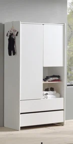 Dulap Kiddy cu 2 Uși și 2 Sertare, pentru Camera Copii, Alb – Vipack
