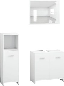 vidaXL Set mobilier de baie, 3 piese, alb, lemn prelucrat