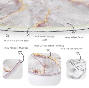 Covor roz deschis/auriu lavabil rotund ø 80 cm Marble – Mila Home