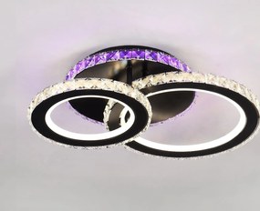 Lustra LED Cu Telecomanda, Elit's Cristal, 2 Cercuri, Negru, 70W, RGB