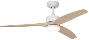 Ventilator de tavan alb cu imprimeu de lemn 132cm incl. LED Dimmabil cu telecomandă - Joly