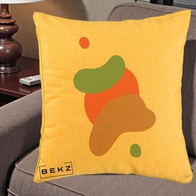 Perna Decorativa Abstract Forme Fluide Coral, 40x40 cm, Galben, Husa Detasabila, Perna Inclusa, BEKZ®