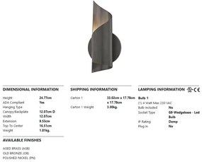Aplica de perete design modern EVIE, bronz antichizat