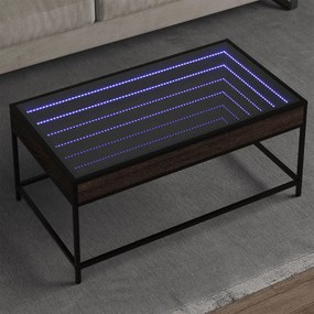 847691 vidaXL Măsuță de cafea cu LED infinity, stejar maro, 90x50x41cm