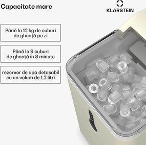Klarstein ChillOut Ice Cube Maker, 12 kg/zi, 9 cuburi de gheață în 8 minute, 120 W, rezervor de apă