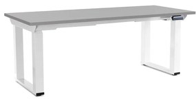 Masă înălțime reglabilă OfficeTech Strong 180 x 80 cm, picioare albe, gri deschis