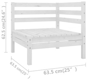 Set mobilier de gradina, 8 piese, alb, lemn masiv de pin Alb, 1