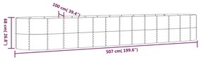 Jardiniera gradina gri 507x100x68 cm otel vopsit electrostatic 1, Gri, 507 x 100 x 68 cm