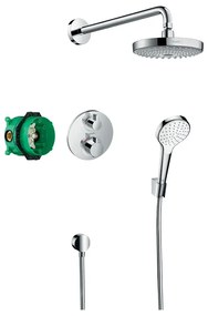 Set de dus, Hansgrohe, Croma Select S, cu baterie de dus, Ecostat S termostatat, crom