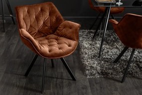 Set de 2 scaune pivotante The Dutch Comfort, catifea maro ruginiu