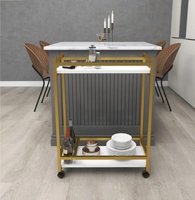 "Măsuță servire cu roti, Clasic, 81cm, alb-airiu"