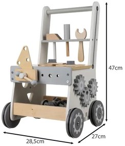 Banc de lucru din lemn pentru copii cu unelte - jucărie educativă 3în1