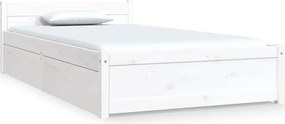 vidaXL Cadru de pat cu sertare Single, alb, 90x190 cm