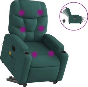 vidaXL Fotoliu electric masaj rabatabil / ridicare verde închis textil
