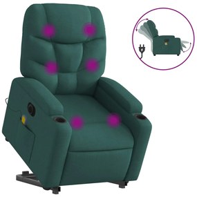 3204638 vidaXL Fotoliu electric masaj rabatabil / ridicare verde închis textil
