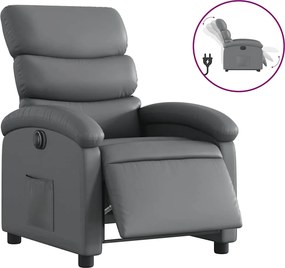 vidaXL Fotoliu rabatabil electric, gri, piele ecologică