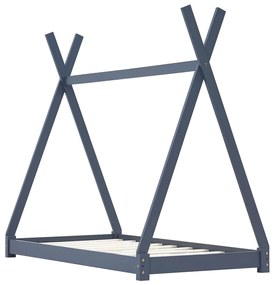 283363 vidaXL Cadru de pat pentru copii, gri, 90 x 200 cm, lemn masiv de pin
