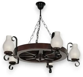 Candelabru rustic fabricat manual din lemn Roata 5L