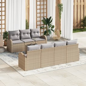 vidaXL Set Canapea Grădină 8 Piese cu Perne Bej Ratan Poli