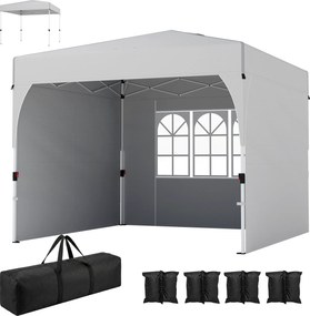 Outsunny Pavilion de grădină 3 x 3 m pop-up, pavilion pliant reglabil pe înălțime, protecție UV50+, 3 pereți laterali, crem | Aosom Romania