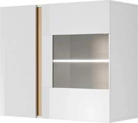 Vitrina CITY, alb/stejar, PAL melaminat/sticla, 97x40x83 cm