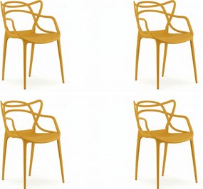 Set 4 bucati scaune din plastic KATO, mustar