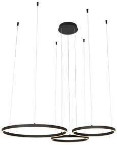 Lampă suspendată neagră cu LED cu dimmer în 3 trepte, 3 lumini - Anello