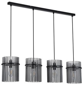 Lustra suspendata metal negru, tije din sticla Swizzle 4L