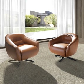 Fotoliu pivotant design LUX, Piele naturala, Cowhide maro