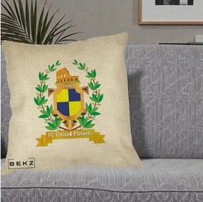 Perna Personalizata FC United Ploiesti 1906 Fotbal, 40x40 cm, Crem, Husa Detasabila, Perna Inclusa, BEKZ®