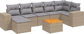 vidaXL Set canapele de grădină, 8 piese, cu perne, bej, poliratan