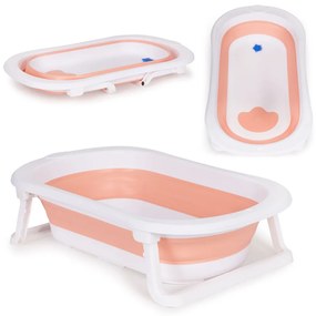 Cada de baie pentru copii cu scurgere pliabilă roz