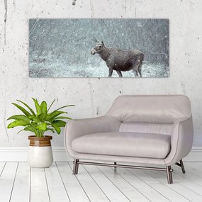 Tablou - Elan într-o pădure înzăpezită (120x50 cm)