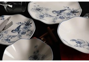 Set de veselă 24 piese din porțelan, alb/albastru