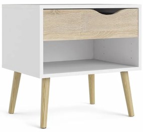 Noptiera alba cu decor stejar sonoma OSLO 75394