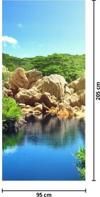 Fototapet pentru ușă - Lac din jungla Seychelles (95x205cm)