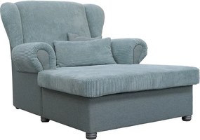 Șezlong albastru prăfuit cu tapițerie din catifea reiată Lord – Ropez