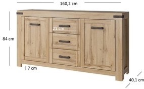 Comodă Mirella 2D3S (Stejar wotan). 1053062