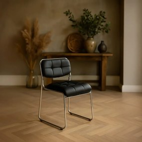 Scaun de așteptare negru HRC 608 din piele ecologică și stivuibil