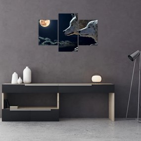 Tablou cu lupi în lună (90x60 cm)