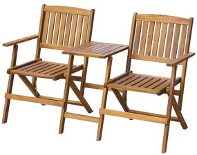 vidaXL Bancă de grădină pliabilă cu măsuță, 140 cm, lemn masiv acacia