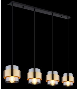 Lustra cu 4 pendule design modern MILLEY negru, auriu
