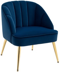 Scaune decorative HOMCOM cu sezut capitonat, picioare din otel, bleumarin | Aosom Romania