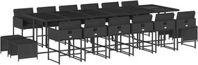 vidaXL Set mobilier de grădină cu perne, 17 piese, negru, poliratan