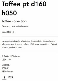 Lampa LED exterior cu baterie reîncarcabila, IP65, Toffee pt d160 h050, Cafenie