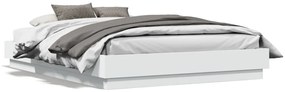 3209814 vidaXL Cadru de pat cu lumini LED, alb, 135x190 cm