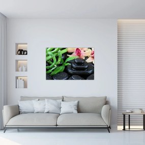 Tablou - Pietre și orhidee (90x60 cm)